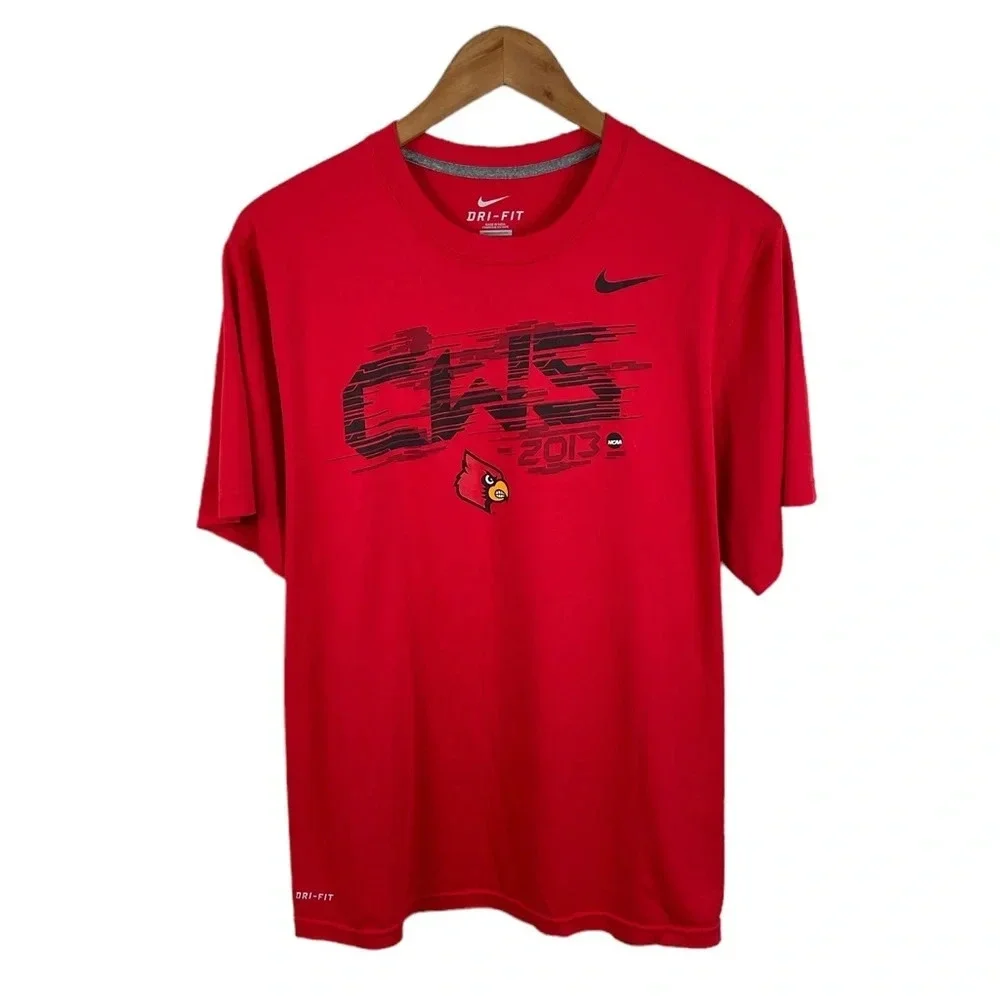 TS467 Mens Nike Dri Fit Louisville Cardinals NCAA Collegiate Performance Shirt L